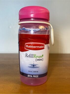 Rubbermaid Refill Reuse Mini 14 Ounce Pink Loop Water Bottle BPA Free Small New